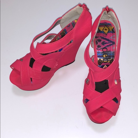 Deb Shoes - Deb strappy pink wedges size 7.5